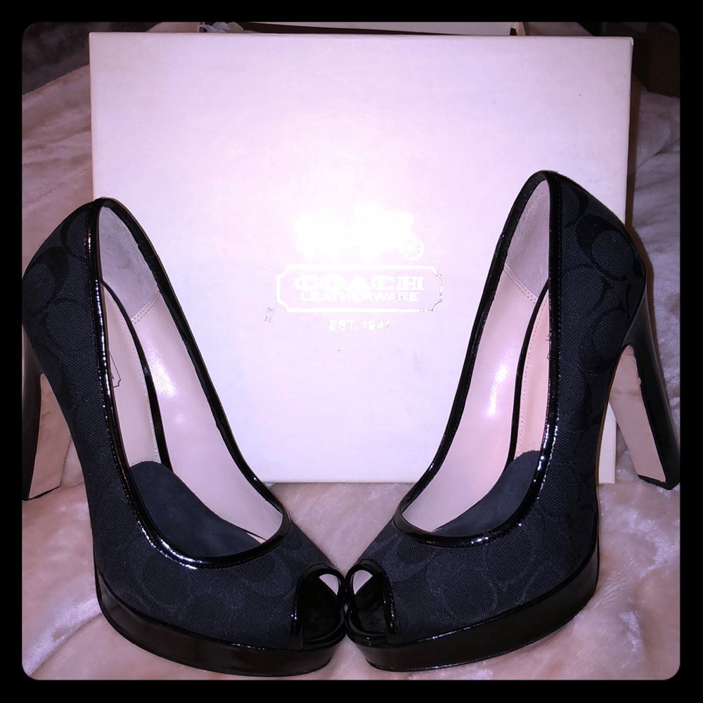 COACH Breana Peep Toe Black Size 7